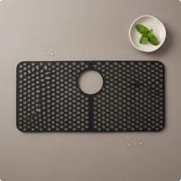 Split Sink Mat Drainage Holes Honeycomb Rounded Corners Kitchen Accessory Black