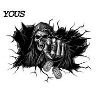 Festival Atmosphere Wall Art Grim Reaper Sticker, 3D Breaking Through Decal, Window Display Decal Scary Skull Mural for Home Bar Pub Halloween 1pc