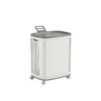 Dust-proof Hollow Out Washing Baskets Large Capacity Rolling Laundry Basket  Living Room Style A