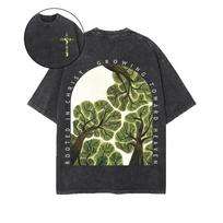 Trendy Art Printed T-shirt Summer Short Sleeve Pure Cotton Tshirt Vintage Y2k Washed Oversized Tees Clothing S