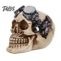 Halloween Prank Props Hip-hop Headphone/Steampunk Skull Figurine, Resin Skeleton Statue, Vintage Secret Room Atmosphere Accessories Ornament