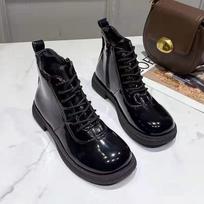 Madingi juodi trumpi batai moterims Moteriški aulinukai Suvarstomi raišteliais Odiniai su apvaliu nosies galiuku Batai Patogūs ir elegantiški Y2k 37 black