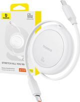 Laidas Baseus Free2Pull Mini P10364500211-01, 2 x USB Type C, 100 cm, balta sp., 60 W