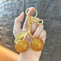 Cherry Glitter Keychain Bag Charm - Trendy Accessory & Small Gift