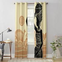 Beautiful African Woman Window Curtains For Living Room Bedroom Luxury Modern Kitchen Curtains Fabric Drapes 135W x 60H(cm) x1