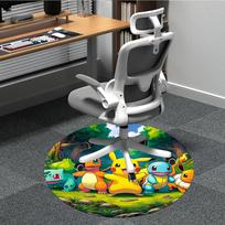 1 vnt. Pokemon Pikachu kėdės kilimėlis biurui, neslystantis, minkštas ir patogus, kilimėlis biurui, žaidimams, lengvas apvalus grindų kilimėlis 80cm