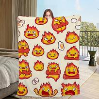 anime C-Calcifer flanelinis šiltas fanart komfortas minkštas pliušinis pledas sofa mielas gyvenamasis mielas kambarys biuras miegamasis kelionė animacinis filmas dovana 75x90cm