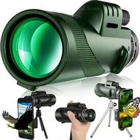 80x100 Monocular Telescope Portable With Tripod Mobile Phone Clip ,bird Watching, Camping And Hiking žalia