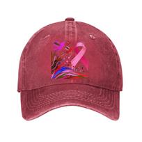Pink Ribbon Breast Cancer Awareness Birds Print Cotton Baseball Cap Washed Casual Adjustable Dad Hat One Size