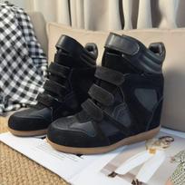 Men Women Casual Sports Shoes New Style Velcro Invisible Inner Height increasing Women's Wedge Heel Color Matching High top 40