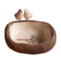 Outdoor Bird Bath Resin Birdbath Bowl with Bird Ornament Outside Garden Yard Patio Bird Watering Feeding Bowl A