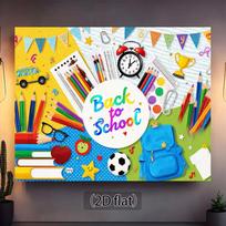 2D Back to School Backdrop, Colorful Pencils & Books Photography Banner 47.2x31.5inch/120*80cm