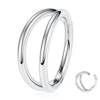 316L Stainless Steel Double Layer Seamless Nose, Ear & Lip Ring 1.2*8mm sidabras