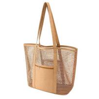 Mesh Beach Tote, Women Shoulder Bag, Sandproof Breathable Beach Bag with Zippered Pocket, Summer Travel Tote Bag for Holiday Daily Use