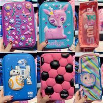 Smiggle Large Capacity Pencil Case for Kids Students Cartoon Stationery Organizer Multi-Function Pouch School Office Supplies Blue bottom deer pen box (22.5*12.5cm)