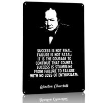 Winston Churchill Quote Tinplate Poster Customized Wall Art Retro Vintage Metal Signs for Fans Home Decor Living Room Wand Deko 20x30cm（7.8x11.8inch）