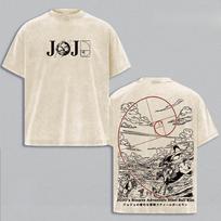 JoJo keisti nuotykiai Anime marškinėliai vyriškiems drabužiams Vintage Y2k skalbti oversized marškinėliai trumpomis rankovėmis 100% medvilnės marškinėliai viršus S smėlis