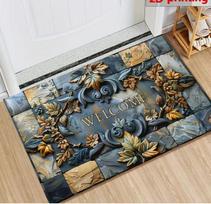 Stone Patterned Welcome Door Mat with A  welcome  Design for Farmhouse and Home Entrance The Front Door Welcome Mat Decoration 30x50cm