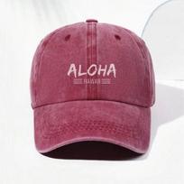 Cotton Baseball Cap Adjustable Distresseded Trucker Hat For For Men And Women Summer Beach Hawaiian Style Cotton Cap Aloha Vintage Washed pink