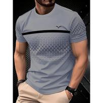 Fine Check Men's Fashion Casual T-Shirt S