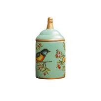Bird Printing American Rustic Style Tea Canister Ceramic Kitchen Storage Jar Tea Can  Sugar Style A