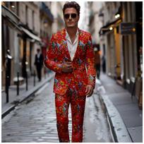 Men's Trendy Men's Casual Northeast Large Flower Single Jacket Speed L