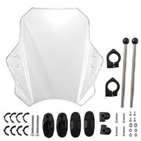 Universalus motociklo priekinis stiklas Reguliuojamas priekinis stiklas motociklui su 22MM/28MM/25MM vairais white
