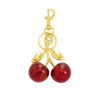 Keychain Pendant Resin Cherry Chain with Branches Secure Lobster Golden Alloy Design Key Clasp Anti-Lost Hook A