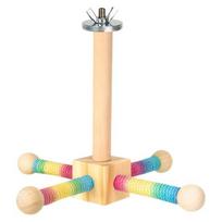 Yousheng Spinning Birds Stand Perch Toy 360-degree Rotating Wooden Interactive Parrot Exercise Wheel Perch Toy Cage Accessory for Parakeets Budgies