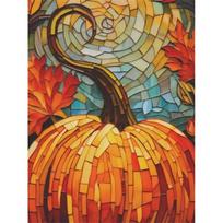 Pumpkin Diamond Art Kit, 5D DIY Rhinestone Gem Cross Stitch Crafts and Crafts Decoration Home Wall Mural Ornaments Round 20x30cm