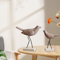 2 Pieces Wooden Bird Figurines Sculpture for Floor Car Kitchen
