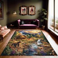 Large Forest Animal Carpet with Anti Slip Decoration Living Room Bathroom Bedroom Living Room Decoration Carpet Mountain Scenes 40X60cm