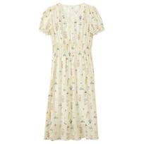 Sancai Lyocell Floral Puff Sleeve A-Line Dress S