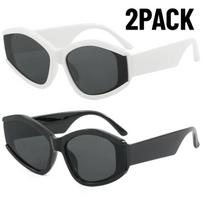 2PACK New Trendy Cat's Eye Goggles Women Multi-Color Gradient Vintage Sunglasses Premium Designer Fashion Sun Eyeglasses UV Protection 400