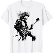 D14 Skeleton Guitar Guy Rock And Roll Band Rock On T-Shirt 5XL įvairiaspalvis