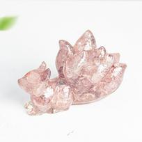 Ninetails Fox Resin Figurine With Natural Crystal Stones For Desktop Decor Gift For Friends StyleO