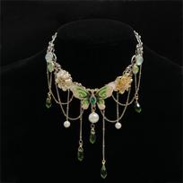 Multi-layer Rhinestone Butterfly Necklace Imitation Pearl Women's Choker  Ladies