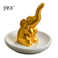 Dustproof Jewelry Tray Storage Tray, with Upturned Nose Elephant Design, Small Organizer Waterproof Compact for Rings Earrings Bracelets auksinė