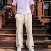 Men's Casual Pants with Elastic Waist and Two Pockets for Everyday Comfort L