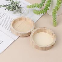 Vintage Round Wooden Jewelry Box Organizer Craft Mud Base Lid Lock Storage Case