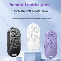 Zoomable Bluetooth Remote & Selfie Stick for Short Video, Page Turning, Focus Adjusting, and E-Book Reading (2025 Model). BLE Battery Black 6 Buttons [Bagged]