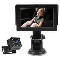 1080P Baby Car Camera, 4.3 Inch Baby Monitor with IR Night Vision and 150 degrees  Wide Viewing Angle, 360 degrees black