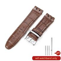 For Swatch YOS440 449  447 Large Men's Watchband Gear Shaped Concave Convex Interface Genuine Leather Watch Accessories 23mm 23mm