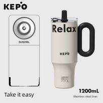 Kepo Large-Capacity Thermos Cup for Girls, High-Looking Water Cup with Straw, New Cold-Keeping Ice Cup with Ceramic Inner Liner Relax (316L liner)