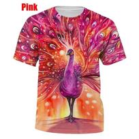Men Casual 3D Printed Peacock Bird T Shirt Funny Short Sleeves Tops T Shirt XXS