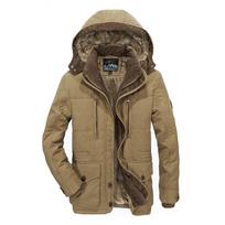 Winter Men's Warm Large Size Parka Outerwear Fur Lined Long Fleece Thickening Hooded Casual Coat S