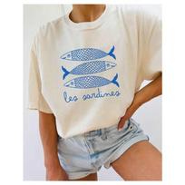 New Sardine Printed Womens Tshirt Canned Fish Casual Shirt Tomato Girls Coastal Summer Girls Fashion Casual Cotton Tshirt S