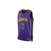 Jordan Lakers 22-23 Sezonas LeBron James Nr. 6 siūlių apvalios apykaklės megztinis su prekės ženklo logotipo spauda, kvėpuojanti, greitai džiūstanti krepšinio liemenė DO9530-505 S