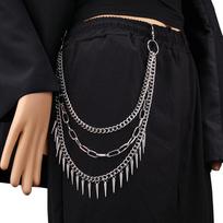 Layered Punk Chain On The Jeans Pants Women Spike Keychains for Men Hip Hop Cool Versatile Men's Waist Chain Ornaments Accessories One Size