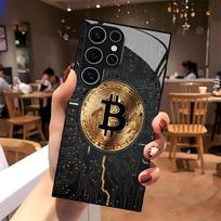 Bitcoin pattern glass Phone Case For Samsung Galaxy S26 S25 S24 S22 S23 Ultra S21 S20 Plus 5G Frosted Non-Slip Full Cover Galaxy S26 brown